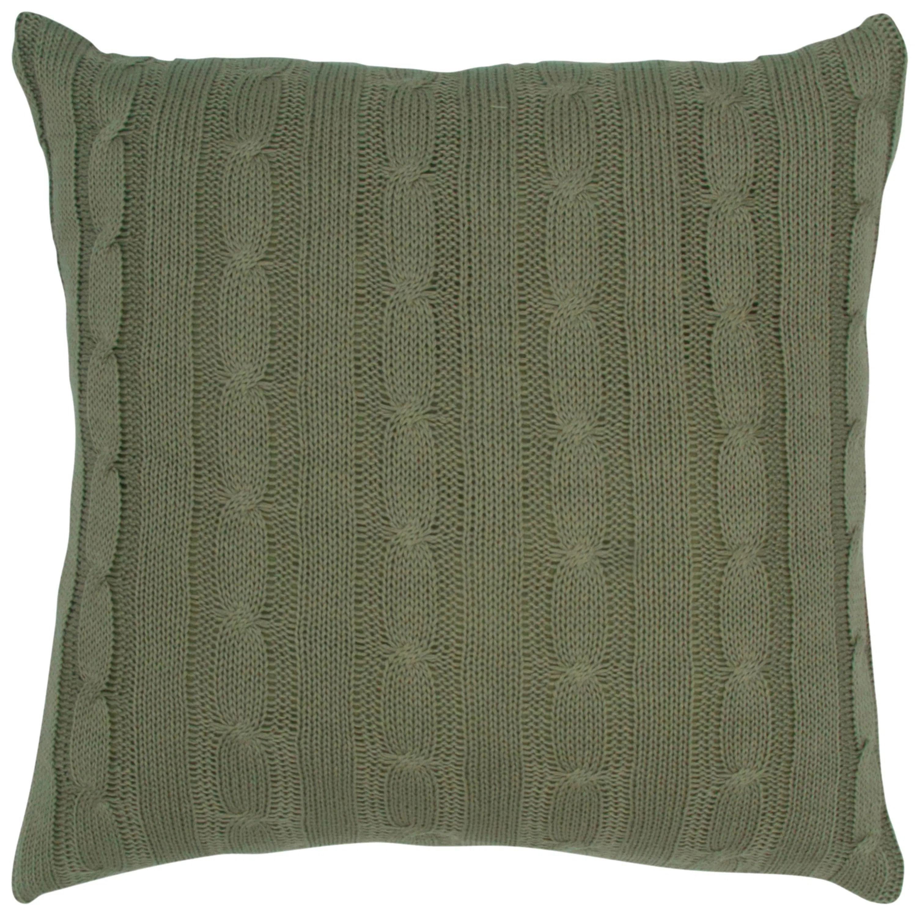 Exclusive Online Offer Michel Cable Knit Green Throw Pillow With Down Insert