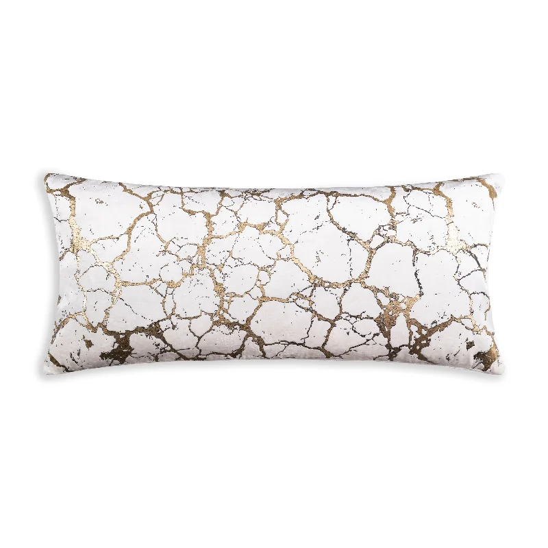 Weekend Specials to Snag Mila Crackle Abstract Ivory Gold Pillow