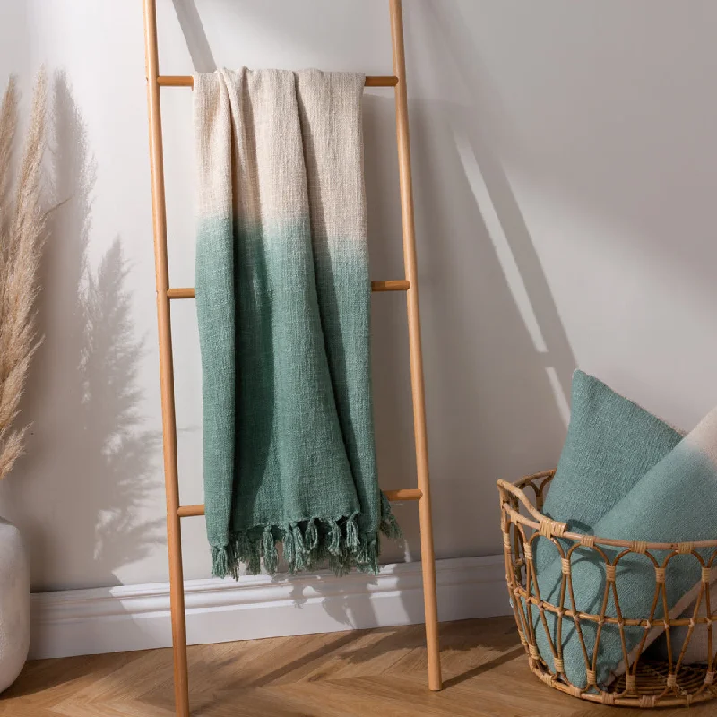 Make Your Weekend Count with Savings Mizu Dip Dye Fringed Throw Eucalyptus