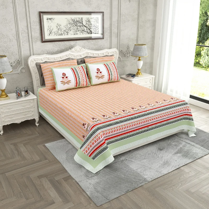 Weekend Discounts to Enjoy Modern Spread Green Cotton King Size Bedsheet