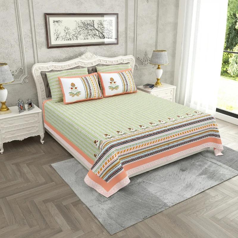 Weekend Offers That Dazzle Modern Spread Peach Cotton King Size Bedsheet