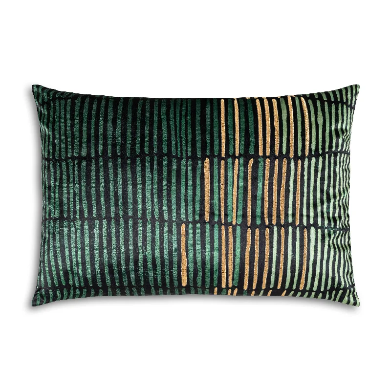 Weekend Specials You Can't Miss Mona Green Gold Lumbar Pillow