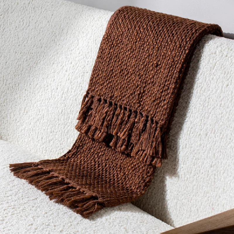 Sale Event Morni Woven Fringed Throw Chestnut