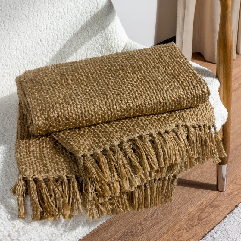 Weekend Specials to Celebrate Morni Woven Fringed Throw Olive