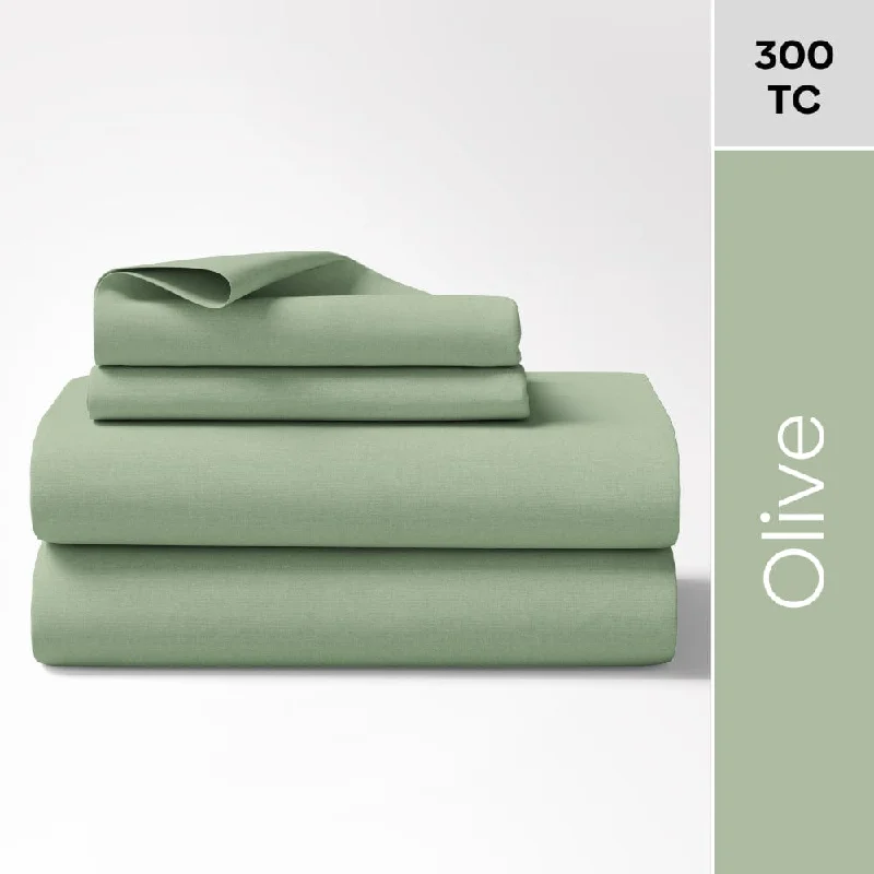 Best Deals Olive 100% Cotton Bedsheet, 300 TC