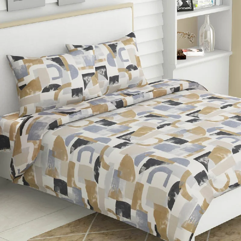 Mega Deal Painted Fusion, 100% Cotton Double Size Bedsheet, 186 TC, Blue