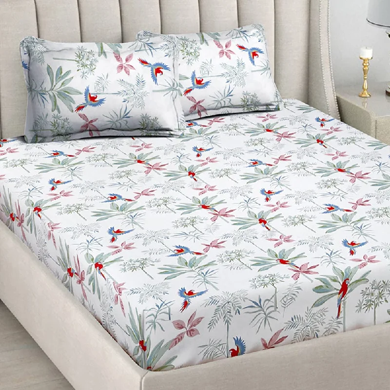 Deep Savings Palm Scape 100% Cotton Double Bedsheet, 186 TC