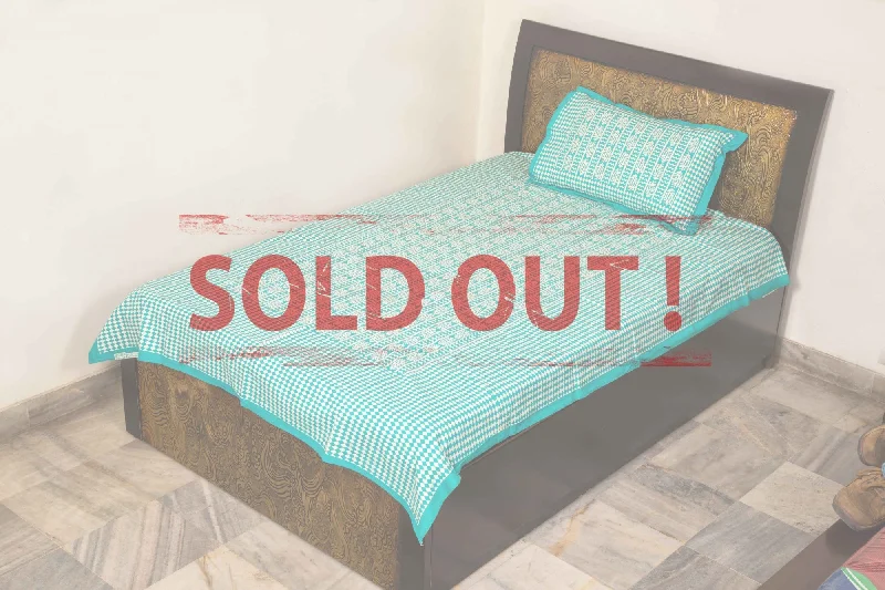 Big Savings Pastel Green Color Handmade Block Print Single Bed sheet With Pillow Cover Big Savings Pastel Green Color Handmade Block Print Single Bed sheet With Pillow Cover