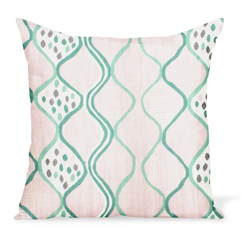 Shop and Save Peter Dunham Textiles Baltic Wave in Pink/Green Pillow