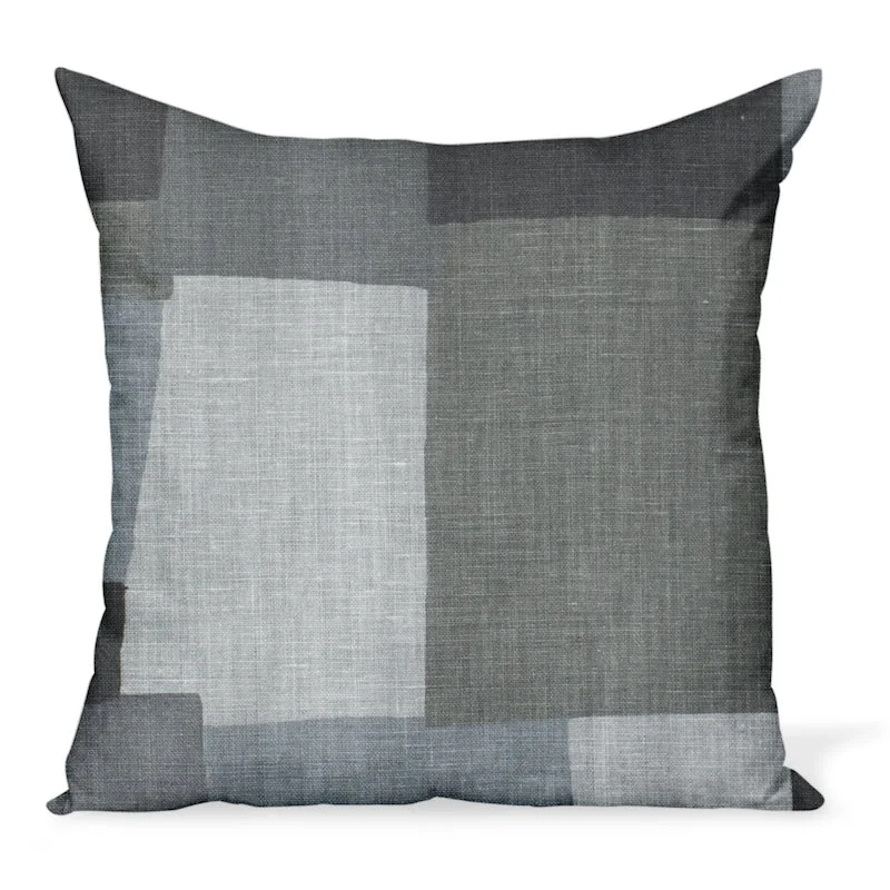 Markdown Madness Peter Dunham Textiles Collage in Charcoal/Ash Pillow