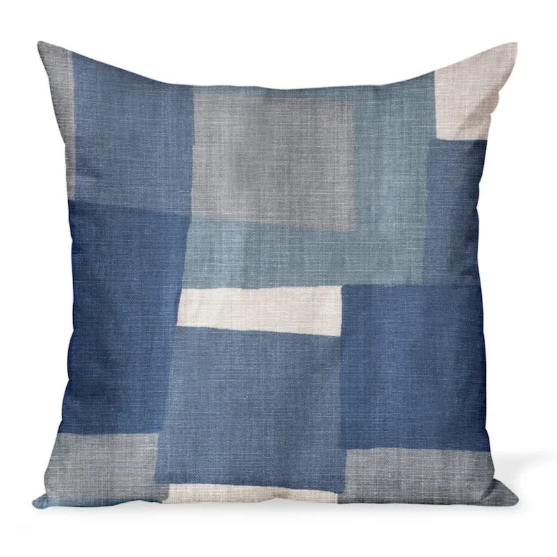 Overstock Sale Peter Dunham Textiles Collage in Indigo/Gray Pillow