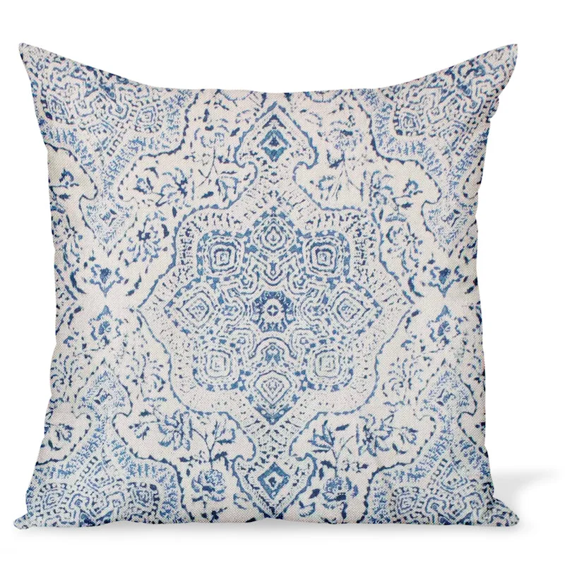 Discount Days Peter Dunham Textiles Deeg in Blue on Tan Pillow