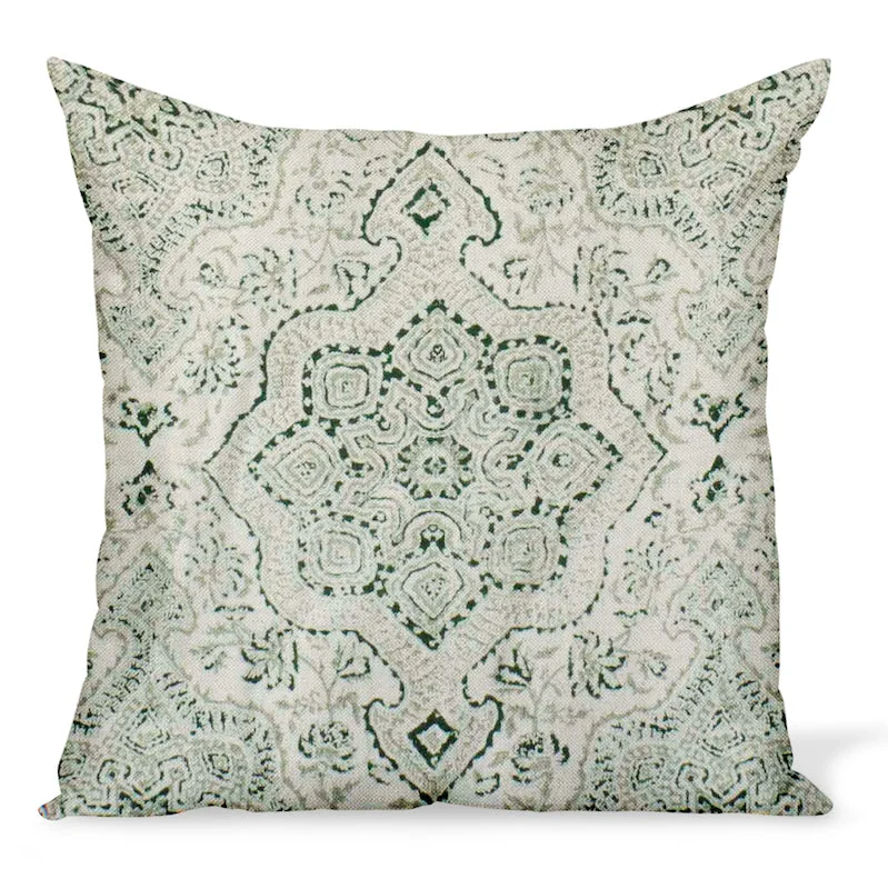 Bonus Savings Peter Dunham Textiles Deeg in Green on Tan Pillow