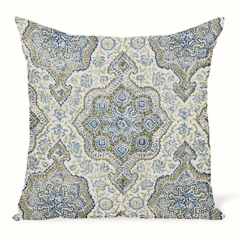 Deal Dash Peter Dunham Textiles Deeg in Moss/Indigo on White