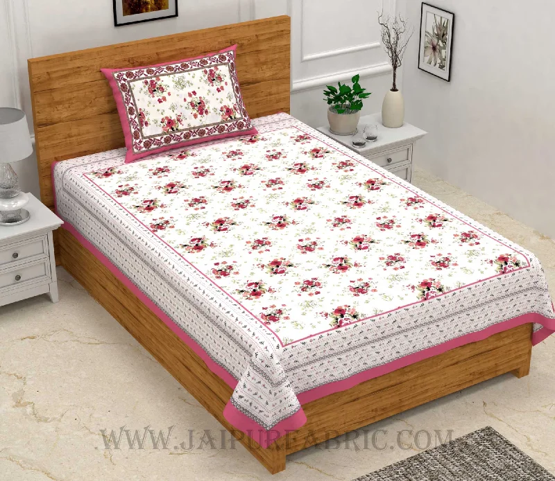 Great Bargain Pink Bunch of Flowers Single Bedsheet