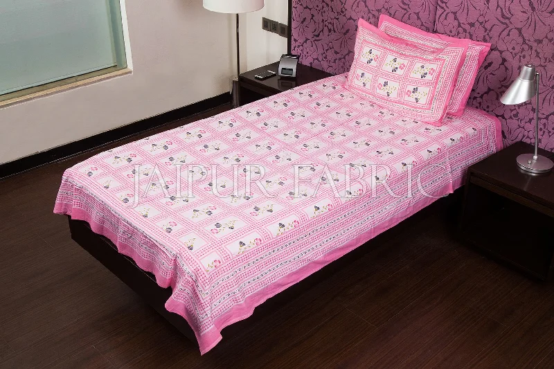 Factory Direct Sale Pink Color White Base Floral Print  Single Bed Sheet