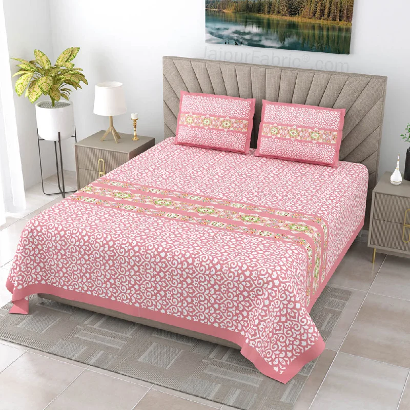 Exclusive Deal Pink Ethnic Pure Cotton King Size Double BedSheet