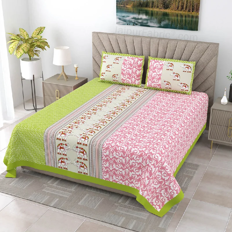 Today’s Deal Pinkish Green Traditional Floral Pure Cotton King Size Double BedSheet Today’s Deal Pinkish Green Traditional Floral Pure Cotton King Size Double BedSheet