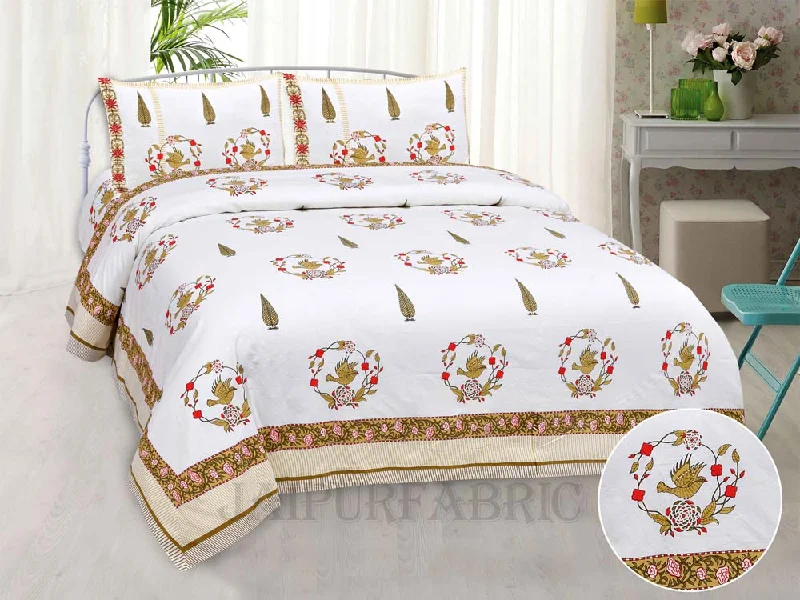 Early Access Pleasing Nest Mustard Fine Cotton Hand Block King Size Bedsheet Set