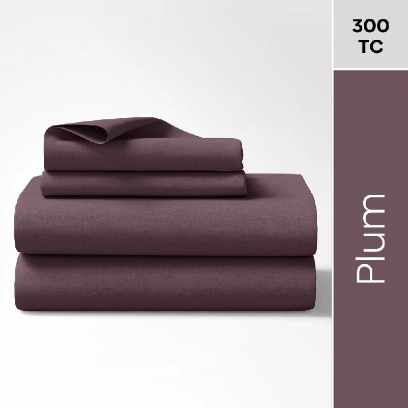 Quick Sale Plum 100% Cotton Bedsheet, 300 TC