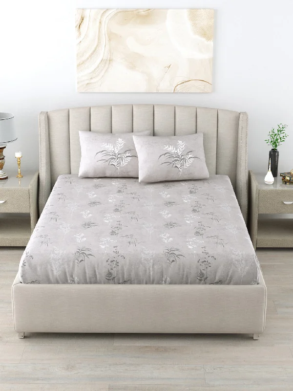 Exclusive Preview 220 TC 100% Cotton Printed Bedsheet Pillow Covers - Summer Bloom Grey Exclusive Preview 220 TC 100% Cotton Printed Bedsheet Pillow Covers - Summer Bloom Grey