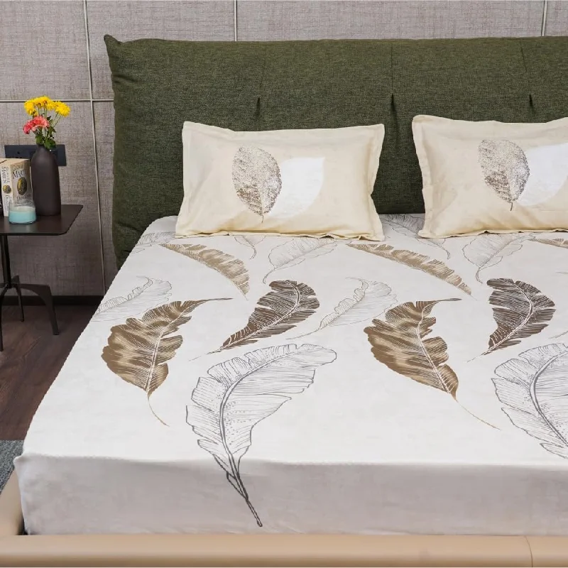 Price Meltdown 220 TC 100% Cotton Printed Bedsheet with Pillow Covers - Sweet Cherry Light Brown Price Meltdown 220 TC 100% Cotton Printed Bedsheet with Pillow Covers - Sweet Cherry Light Brown