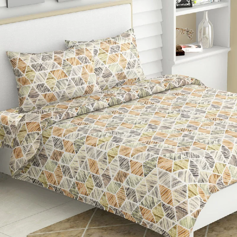 Best Bargains Prism Delight, 100% Cotton Double Size Bedsheet, 186 TC, Orange