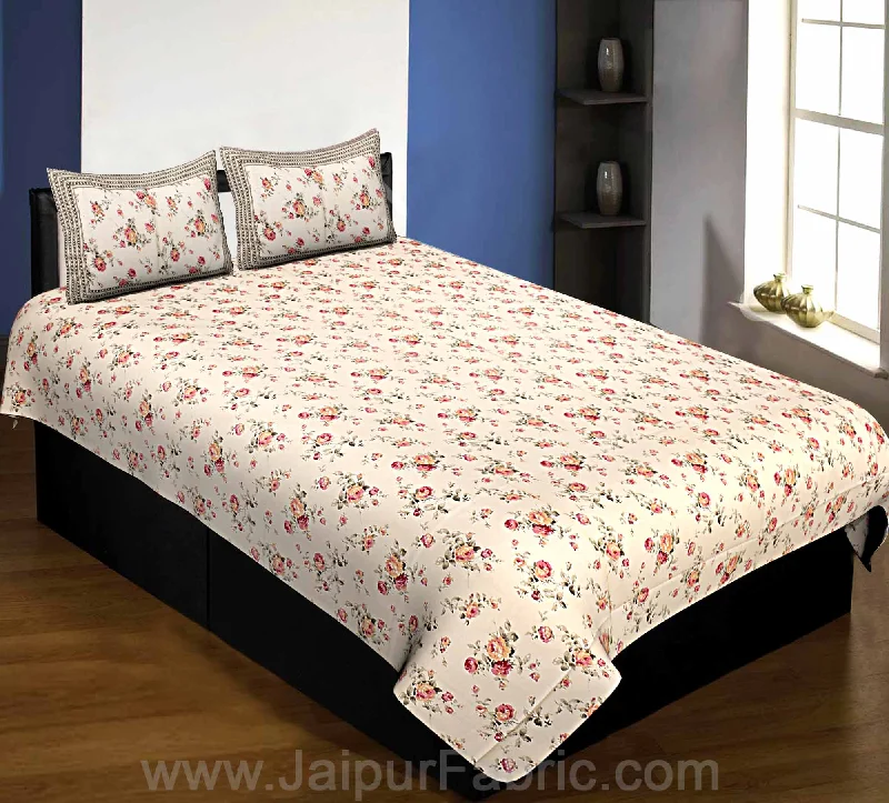 Act Now Pure Cotton 240 TC Single Bedsheet in green bouquet print taxable