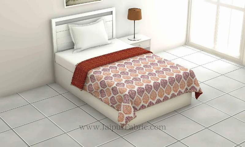 Limited Time Offer Pure Cotton Orange Ethnic Pattern Reversible Single Bed Dohar