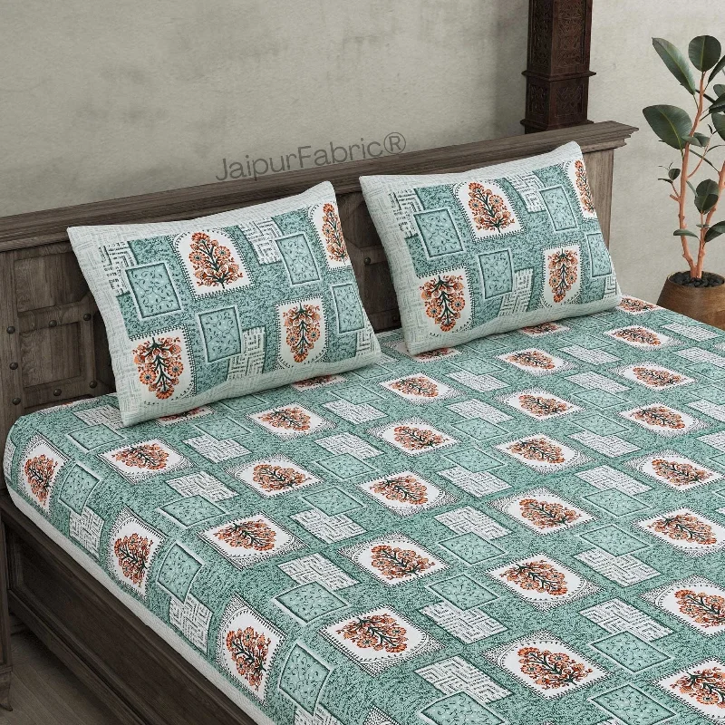 Big Savings Rani Jharoka Green Pure Cotton Double Bedsheet