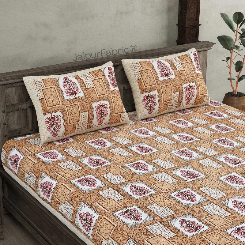 Extra Discount Rani Jharoka Mustard Pure Cotton Double Bedsheet