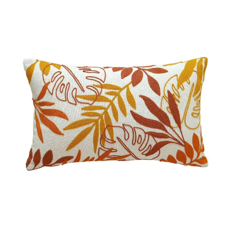 Price Drop Red and Orange Leaves Lumbar Pillow