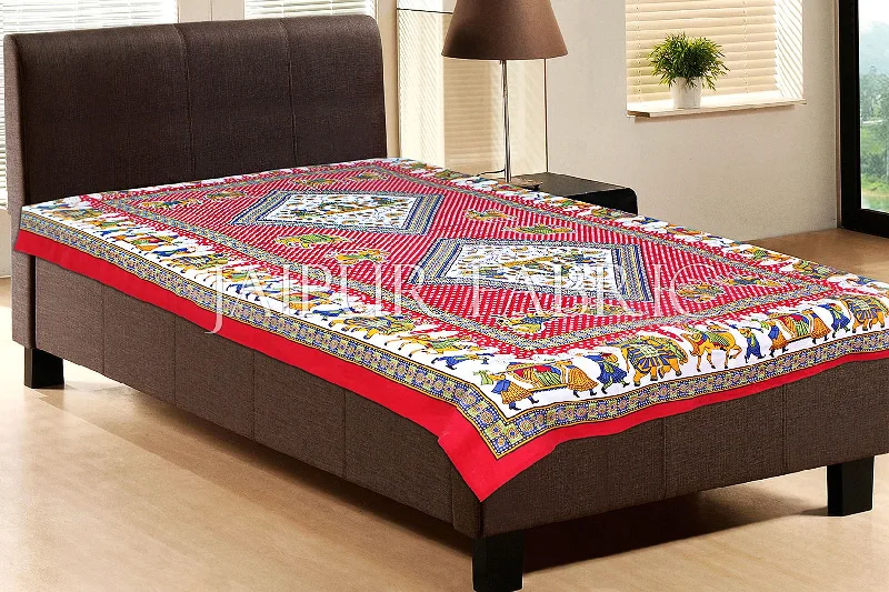 Weekend-Only Deals You'll Love Red Base Jaipur doli design with elephant Print Single Bedsheet Weekend-Only Deals You'll Love Red Base Jaipur doli design with elephant Print Single Bedsheet