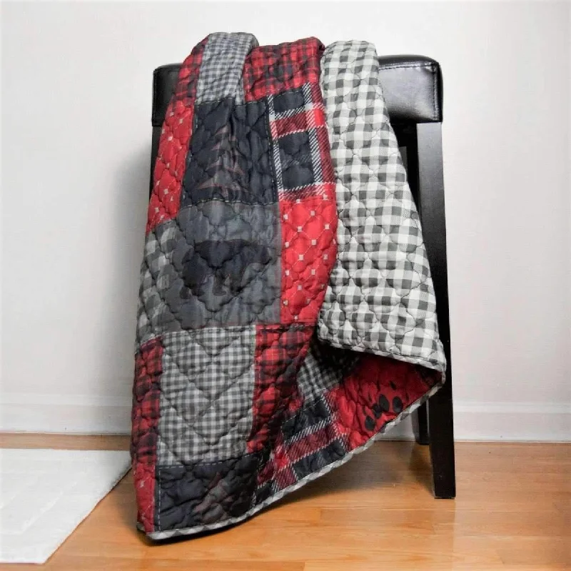 Year-End Sale Red Bear Quilted Throw Blanket
