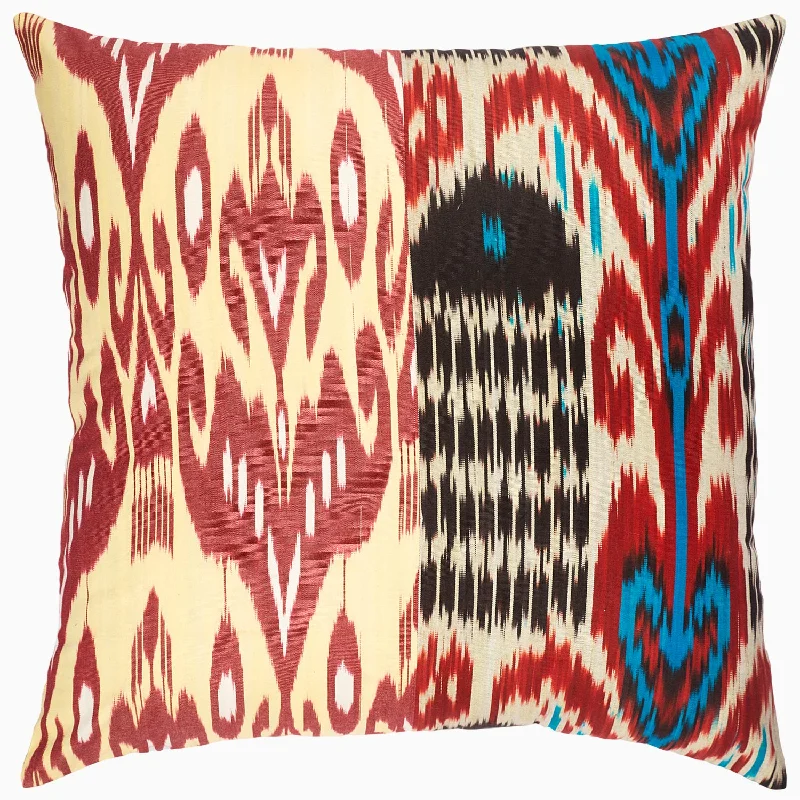 Stock Clearance Red Dark Combo Ikat Pillow