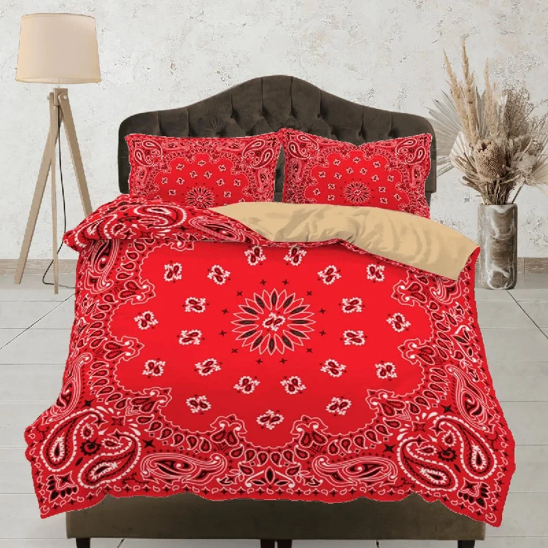Deal Alert Red Paisley Bandana Inspired Duvet Cover Set Bedspread, Dorm Bedding & Pillowcase Deal Alert Red Paisley Bandana Inspired Duvet Cover Set Bedspread, Dorm Bedding & Pillowcase