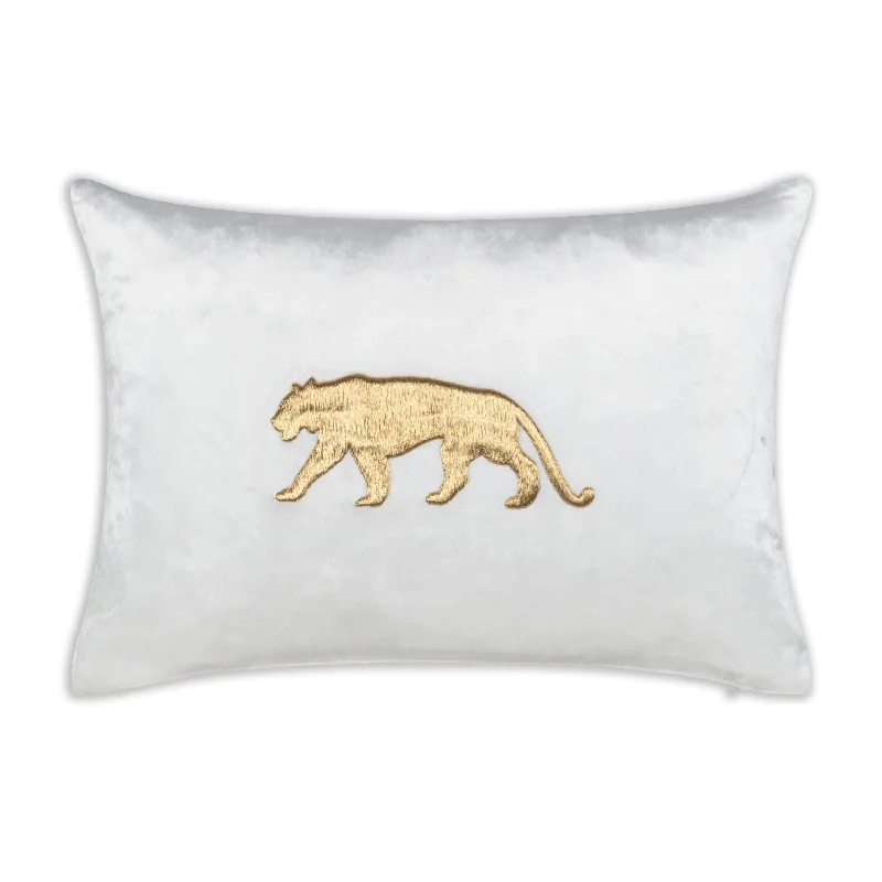 Special Savings Event Happening Now Rica Ivory Gold Embroidered Lumbar Pillow