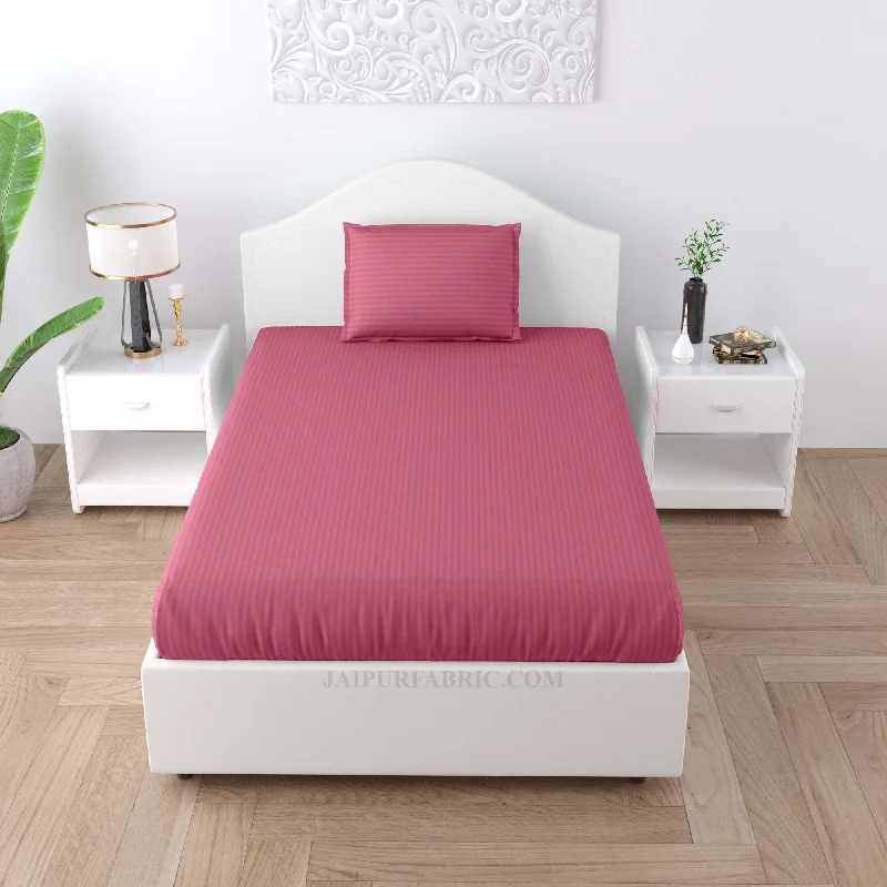 Weekend Offers That Tempt Rose Pink Satin Stripes Single BedSheet