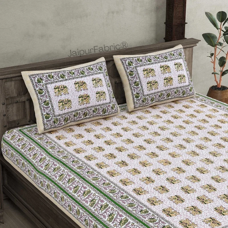 Year-End Deals Royal Baarat Green Pure Cotton Double Bedsheet