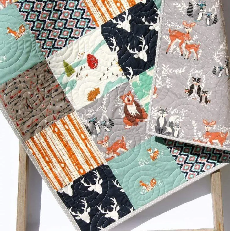 Limited Edition Rustic Baby Quilt, Nursery Bedding, Buck Deer Forest Animals, Personalize Monogram Limited Edition Rustic Baby Quilt, Nursery Bedding, Buck Deer Forest Animals, Personalize Monogram
