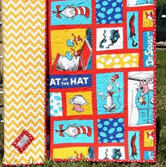 Exclusive Deal SALE LAST ONE Dr Seuss Quilt, Cat In The Hat Dr Seuss Crib Bedding Nursery Decor Newborn Gift