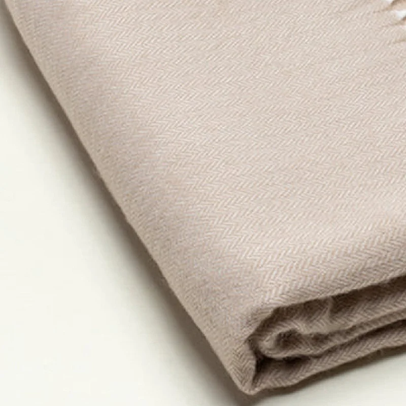 Unwind with Weekend Discounts Sand Brown Soft Acrylic Herringbone Throw Blanket