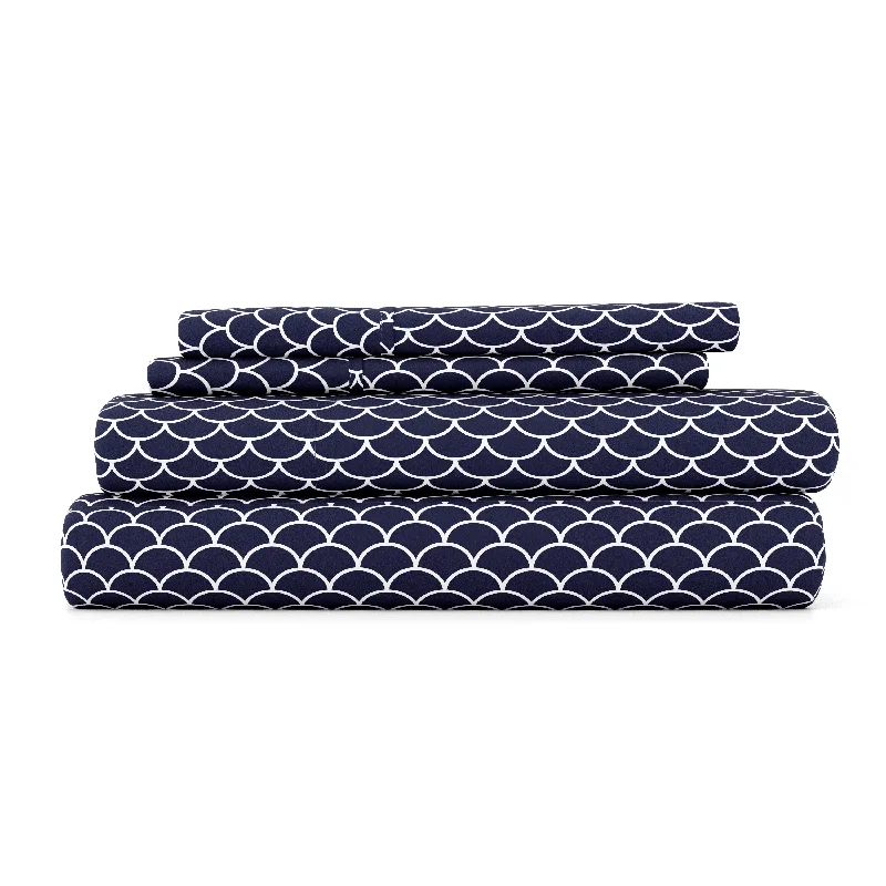 Act Fast Scallops Pattern 4-Piece Sheet Set