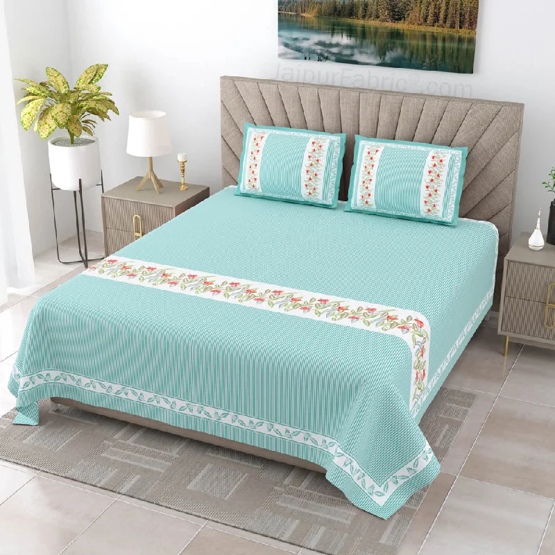 Value Pack Sea Green Eco Friendly Pure Cotton King Size Double BedSheet