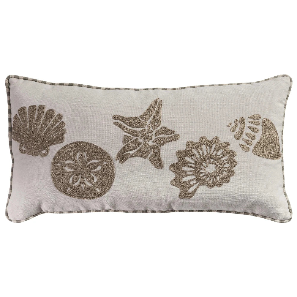 Final Markdown Sea Shells Coastal Brown Lumbar Pillow With Insert