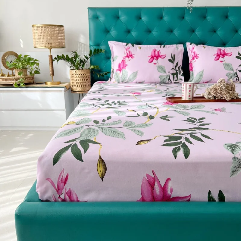 Weekend Savings Extravaganza Serene 200 TC 100% Cotton Printed Bedsheet with Pillow Covers, Bloom Ray Pink Weekend Savings Extravaganza Serene 200 TC 100% Cotton Printed Bedsheet with Pillow Covers, Bloom Ray Pink