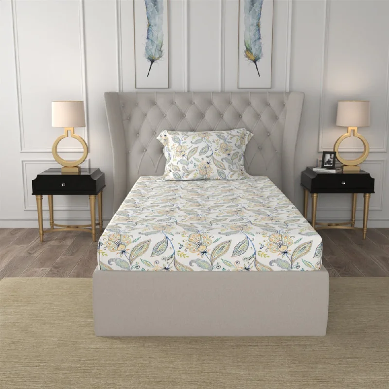 Grand Opening Sale Serene 200 TC 100% Cotton Single Bedsheet with Pillow Covers - Iris Blue Grand Opening Sale Serene 200 TC 100% Cotton Single Bedsheet with Pillow Covers - Iris Blue