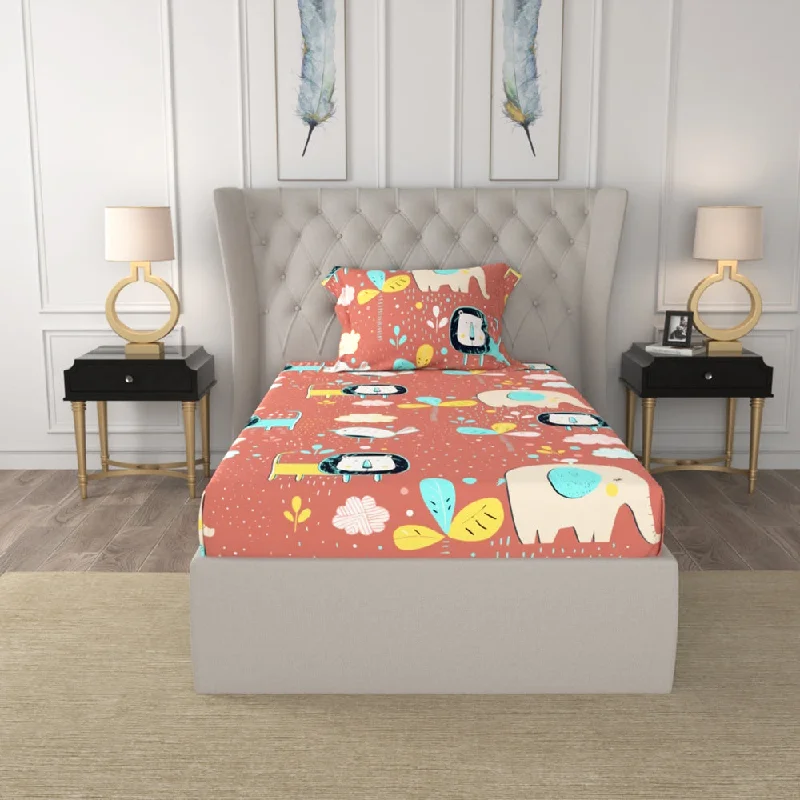 Act Now Serene 200 TC 100% Cotton Single Bedsheet with Pillow Covers - Lion King Terra Act Now Serene 200 TC 100% Cotton Single Bedsheet with Pillow Covers - Lion King Terra