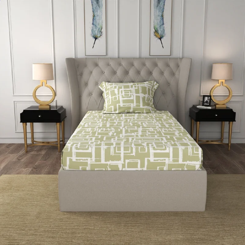 Price Drop Alert Serene Collection - Breathable 200 TC 100% Pure Cotton Single Bedsheet with Pillow Cover, Checkers - Green Price Drop Alert Serene Collection - Breathable 200 TC 100% Pure Cotton Single Bedsheet with Pillow Cover, Checkers - Green