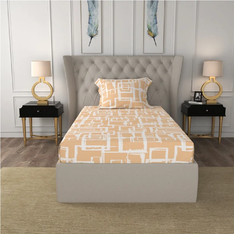 Amazing Deals Serene Collection - Breathable 200 TC 100% Pure Cotton Single Bedsheet with Pillow Cover, Checkers - Soft Brown Amazing Deals Serene Collection - Breathable 200 TC 100% Pure Cotton Single Bedsheet with Pillow Cover, Checkers - Soft Brown